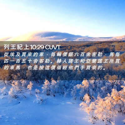 Picture 02 - 列 王 紀 上 10:29 CUVT - 從 埃 及 買 來 的 車 ， 每 輛 價 銀 - Bible Verse Picture