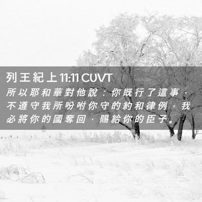 Picture 02 - 列 王 紀 上 11:11 CUVT - 所 以 耶 和 華 對 他 說 ： 你 既 行 - Bible Verse Picture