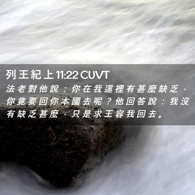 Picture 02 - 列 王 紀 上 11:22 CUVT - 法 老 對 他 說 ： 你 在 我 這 裡 有 - Bible Verse Picture