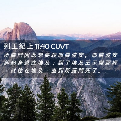 Picture 02 - 列 王 紀 上 11:40 CUVT - 所 羅 門 因 此 想 要 殺 耶 羅 波 安 - Bible Verse Picture