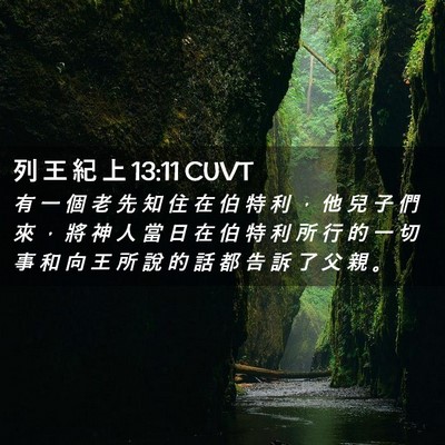 Picture 02 - 列 王 紀 上 13:11 CUVT - 有 一 個 老 先 知 住 在 伯 特 利 ， - Bible Verse Picture