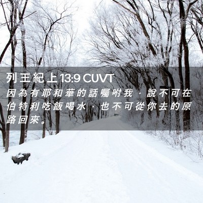 Picture 02 - 列 王 紀 上 13:9 CUVT - 因 為 有 耶 和 華 的 話 囑 咐 我 ， - Bible Verse Picture