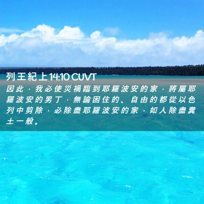 Picture 02 - 列 王 紀 上 14:10 CUVT - 因 此 ， 我 必 使 災 禍 臨 到 耶 羅 - Bible Verse Picture