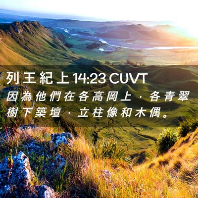 Picture 02 - 列 王 紀 上 14:23 CUVT - 因 為 他 們 在 各 高 岡 上 ， 各 青 - Bible Verse Picture