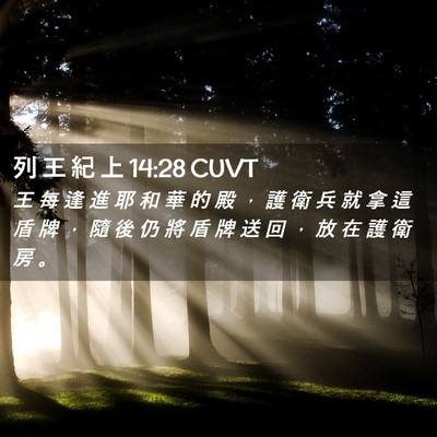 Picture 02 - 列 王 紀 上 14:28 CUVT - 王 每 逢 進 耶 和 華 的 殿 ， 護 衛 - Bible Verse Picture
