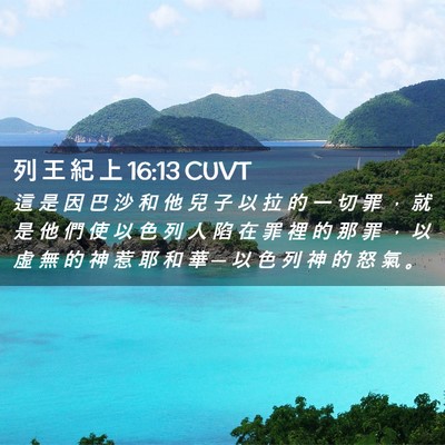 Picture 02 - 列 王 紀 上 16:13 CUVT - 這 是 因 巴 沙 和 他 兒 子 以 拉 的 - Bible Verse Picture