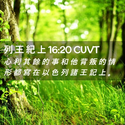 Picture 02 - 列 王 紀 上 16:20 CUVT - 心 利 其 餘 的 事 和 他 背 叛 的 情 - Bible Verse Picture