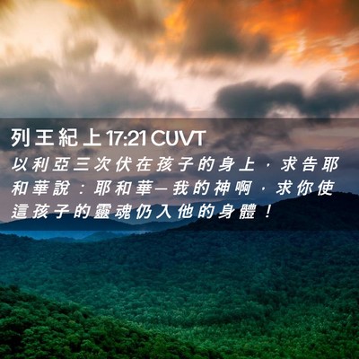 Picture 02 - 列 王 紀 上 17:21 CUVT - 以 利 亞 三 次 伏 在 孩 子 的 身 上 - Bible Verse Picture