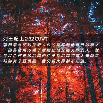Picture 02 - 列 王 紀 上 2:32 CUVT - 耶 和 華 必 使 約 押 流 人 血 的 罪 - Bible Verse Picture