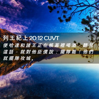 Picture 02 - 列 王 紀 上 20:12 CUVT - 便 哈 達 和 諸 王 正 在 帳 幕 裡 喝 - Bible Verse Picture