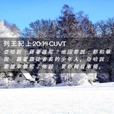Picture 02 - 列 王 紀 上 20:14 CUVT - 亞 哈 說 ： 藉 著 誰 呢 ？ 他 回 答 - Bible Verse Picture