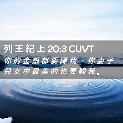 Picture 02 - 列 王 紀 上 20:3 CUVT - 你 的 金 銀 都 要 歸 我 ， 你 妻 子 - Bible Verse Picture