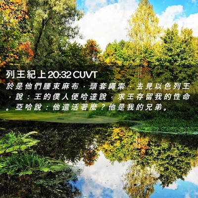 Picture 02 - 列 王 紀 上 20:32 CUVT - 於 是 他 們 腰 束 麻 布 ， 頭 套 繩 - Bible Verse Picture