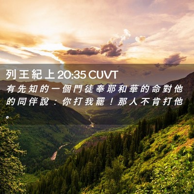 Picture 02 - 列 王 紀 上 20:35 CUVT - 有 先 知 的 一 個 門 徒 奉 耶 和 華 - Bible Verse Picture