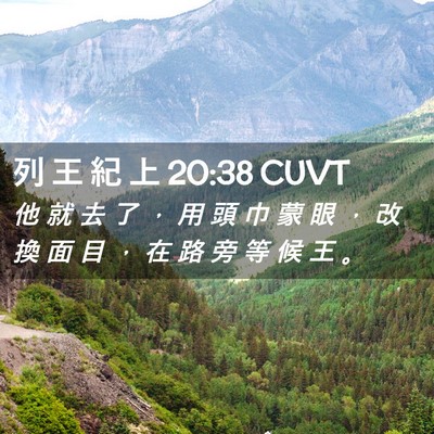 Picture 02 - 列 王 紀 上 20:38 CUVT - 他 就 去 了 ， 用 頭 巾 蒙 眼 ， 改 - Bible Verse Picture