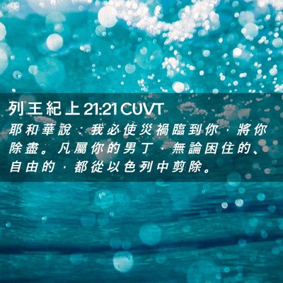 Picture 02 - 列 王 紀 上 21:21 CUVT - 耶 和 華 說 ： 我 必 使 災 禍 臨 到 - Bible Verse Picture