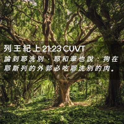 Picture 02 - 列 王 紀 上 21:23 CUVT - 論 到 耶 洗 別 ， 耶 和 華 也 說 ： - Bible Verse Picture