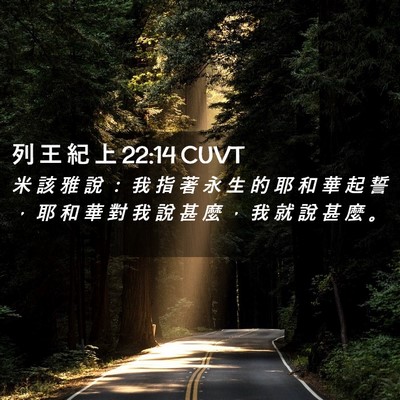 Picture 02 - 列 王 紀 上 22:14 CUVT - 米 該 雅 說 ： 我 指 著 永 生 的 耶 - Bible Verse Picture