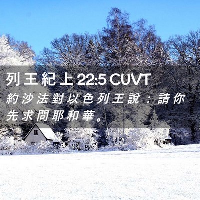 Picture 02 - 列 王 紀 上 22:5 CUVT - 約 沙 法 對 以 色 列 王 說 ： 請 你 - Bible Verse Picture
