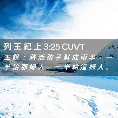 Picture 02 - 列 王 紀 上 3:25 CUVT - 王 說 ： 將 活 孩 子 劈 成 兩 半 ， - Bible Verse Picture