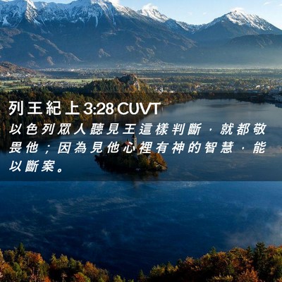 Picture 02 - 列 王 紀 上 3:28 CUVT - 以 色 列 眾 人 聽 見 王 這 樣 判 斷 - Bible Verse Picture