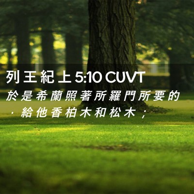 Picture 02 - 列 王 紀 上 5:10 CUVT - 於 是 希 蘭 照 著 所 羅 門 所 要 的 - Bible Verse Picture