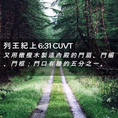 Picture 02 - 列 王 紀 上 6:31 CUVT - 又 用 橄 欖 木 製 造 內 殿 的 門 扇 - Bible Verse Picture