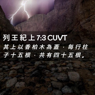 Picture 02 - 列 王 紀 上 7:3 CUVT - 其 上 以 香 柏 木 為 蓋 ， 每 行 柱 - Bible Verse Picture