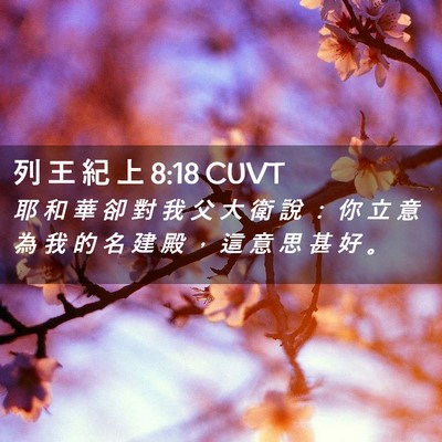 Picture 02 - 列 王 紀 上 8:18 CUVT - 耶 和 華 卻 對 我 父 大 衛 說 ： 你 - Bible Verse Picture