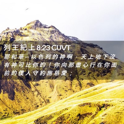 Picture 02 - 列 王 紀 上 8:23 CUVT - 耶 和 華 ─ 以 色 列 的 神 啊 ， 天 - Bible Verse Picture