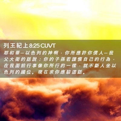 Picture 02 - 列 王 紀 上 8:25 CUVT - 耶 和 華 ─ 以 色 列 的 神 啊 ， 你 - Bible Verse Picture