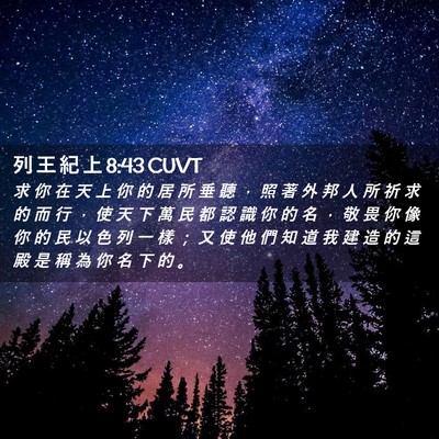 Picture 02 - 列 王 紀 上 8:43 CUVT - 求 你 在 天 上 你 的 居 所 垂 聽 ， - Bible Verse Picture