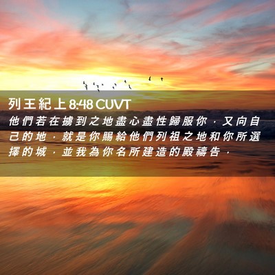 Picture 02 - 列 王 紀 上 8:48 CUVT - 他 們 若 在 擄 到 之 地 盡 心 盡 性 - Bible Verse Picture
