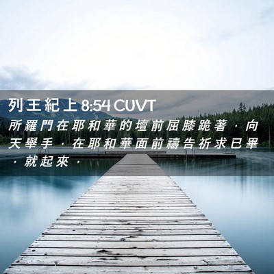 Picture 02 - 列 王 紀 上 8:54 CUVT - 所 羅 門 在 耶 和 華 的 壇 前 屈 膝 - Bible Verse Picture