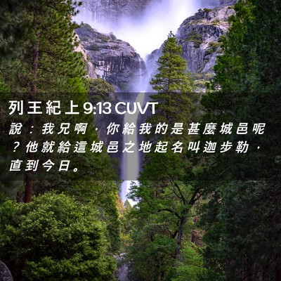 Picture 02 - 列 王 紀 上 9:13 CUVT - 說 ： 我 兄 啊 ， 你 給 我 的 是 甚 - Bible Verse Picture