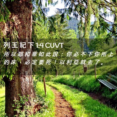 Picture 02 - 列 王 紀 下 1:4 CUVT - 所 以 耶 和 華 如 此 說 ： 你 必 不 - Bible Verse Picture