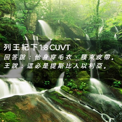 Picture 02 - 列 王 紀 下 1:8 CUVT - 回 答 說 ： 他 身 穿 毛 衣 ， 腰 束 - Bible Verse Picture