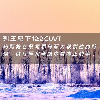 Picture 02 - 列 王 紀 下 12:2 CUVT - 約 阿 施 在 祭 司 耶 何 耶 大 教 訓 - Bible Verse Picture
