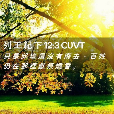 Picture 02 - 列 王 紀 下 12:3 CUVT - 只 是 邱 壇 還 沒 有 廢 去 ， 百 姓 - Bible Verse Picture