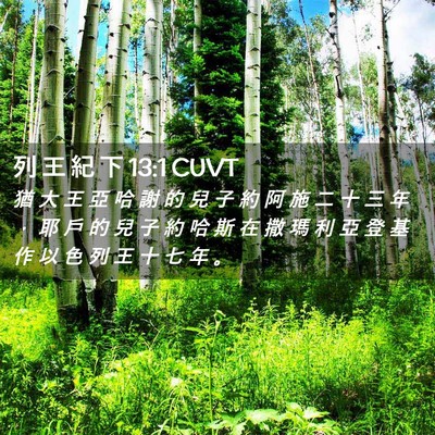 Picture 02 - 列 王 紀 下 13:1 CUVT - 猶 大 王 亞 哈 謝 的 兒 子 約 阿 施 - Bible Verse Picture