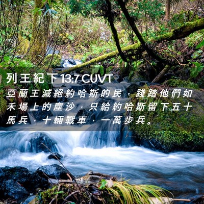 Picture 02 - 列 王 紀 下 13:7 CUVT - 亞 蘭 王 滅 絕 約 哈 斯 的 民 ， 踐 - Bible Verse Picture