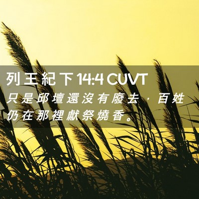 Picture 02 - 列 王 紀 下 14:4 CUVT - 只 是 邱 壇 還 沒 有 廢 去 ， 百 姓 - Bible Verse Picture