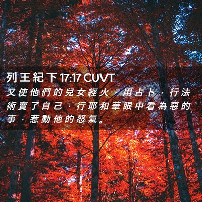 Picture 02 - 列 王 紀 下 17:17 CUVT - 又 使 他 們 的 兒 女 經 火 ， 用 占 - Bible Verse Picture