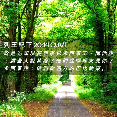 Picture 02 - 列 王 紀 下 20:14 CUVT - 於 是 先 知 以 賽 亞 來 見 希 西 家 - Bible Verse Picture