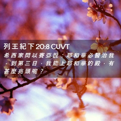 Picture 02 - 列 王 紀 下 20:8 CUVT - 希 西 家 問 以 賽 亞 說 ： 耶 和 華 - Bible Verse Picture