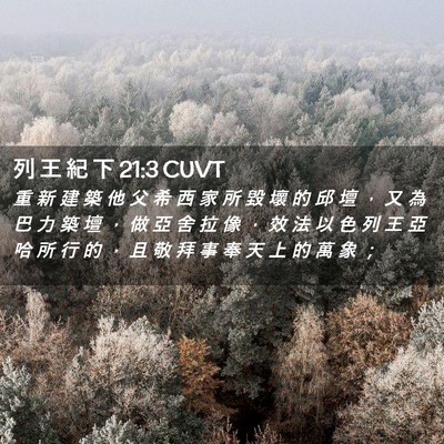 Picture 02 - 列 王 紀 下 21:3 CUVT - 重 新 建 築 他 父 希 西 家 所 毀 壞 - Bible Verse Picture
