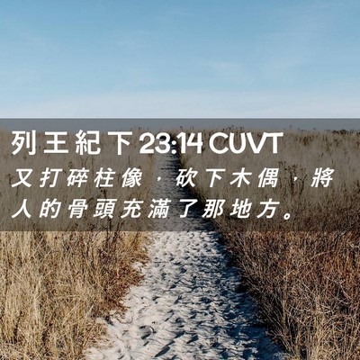 Picture 02 - 列 王 紀 下 23:14 CUVT - 又 打 碎 柱 像 ， 砍 下 木 偶 ， 將 - Bible Verse Picture