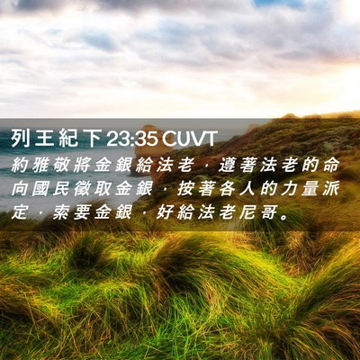 Picture 02 - 列 王 紀 下 23:35 CUVT - 約 雅 敬 將 金 銀 給 法 老 ， 遵 著 - Bible Verse Picture