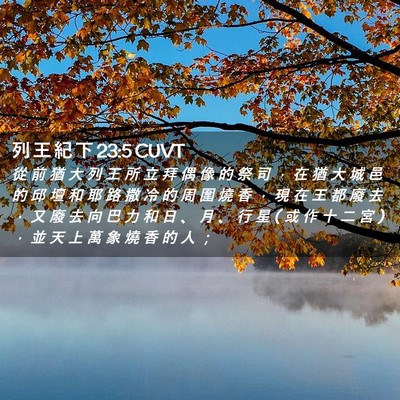 Picture 02 - 列 王 紀 下 23:5 CUVT - 從 前 猶 大 列 王 所 立 拜 偶 像 的 - Bible Verse Picture
