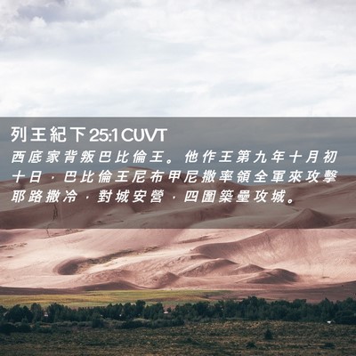 Picture 02 - 列 王 紀 下 25:1 CUVT - 西 底 家 背 叛 巴 比 倫 王 。 他 作 - Bible Verse Picture